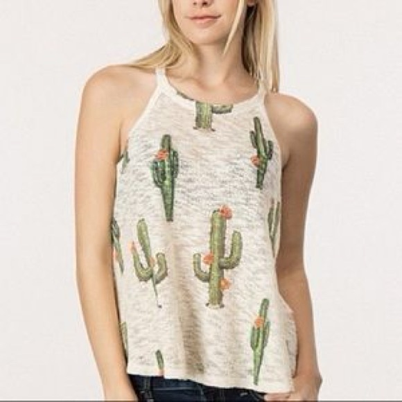 My Beloved Tops - Boho Cactus Burnout Tank Top Western Coastaal Cowgirl Desert Aesthetic Flowy M